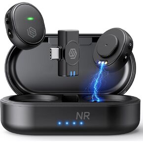 ميكروفون لاسلكي مكون من قطعتين لأجهزة iPhone/Android/iPad، ميكروفون بمشبك USB-C مزود بخاصية إلغاء الضوضاء بثلاثة مستويات مع علبة شحن، لايتنينج، ميكروفونات Lavalier صغيرة لمدونات الفيديو والتسجيل ويوتيوب وتيك توك in Saudi Arabia
