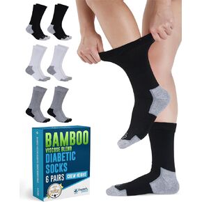 Doctor's Select Diabetic Socks for Women & Men - 6 Pairs Knit Viscose Bamboo Neuropathy Socks | Moisture-Wicking, Non-Binding in Kuwait