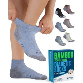 Doctor's Select Bamboo Viscose Diabetic Socks for Women & Men - 6 Pairs, Viscose Bamboo Socks Woman, Low Cut, Non Binding in Kuwait