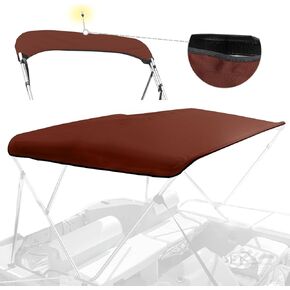 3 قطع من قماش بيميني العلوي البديل للقارب مع فتحة خفيفة وحذاء للتخزين، وأكمام بسحاب سهلة التركيب، مقاومة للماء شديدة التحمل، مظلة قارب ظل الشمس البحرية 900D بدون إطار، 6'L 61"-66"W كلاريت in Kuwait