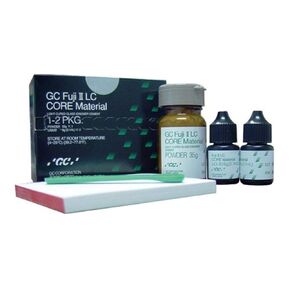 GC America 000181 Fuji II Light-Cured Glass Ionomer Core Build-Up Material 1:2 Package, Includes 1 Powder, 2 Liquids,1 Scoop and 1 Mixing Pad, Blue in Kuwait