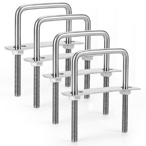 4 Sets M8 Square U-Bolts, 304 Stainless Steel U-Bolts (M8 x 50mm x 100mm), with Nuts, Bolt Plates, for Trailer, Sailboat, Automotive & Industrial Use in Kuwait