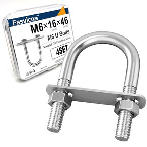 4 مجموعات من مسامير M6 U مقاس 27 مم × 70 مم (1.1 بوصة العرض الداخلي)، مجموعة مشبك مسمار على شكل حرف U من الفولاذ المقاوم للصدأ مع لوحة وصواميل، شديدة التحمل للأنابيب الكبيرة والمقطورة والبحرية in Kuwait