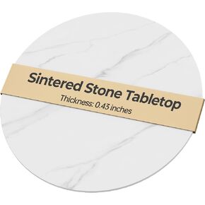 19.6" White Round Sintered Stone Table Top - DIY Table Replacement Cover, Marble Texture, Heat & Scratch Resistant for Indoor/Outdoor Restaurant Tables, Desks in Kuwait