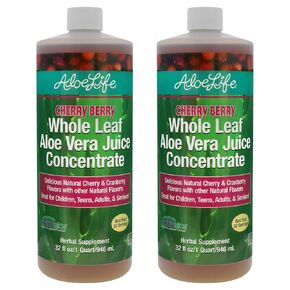 Aloe Life - Whole Leaf Aloe Vera Juice, Organic, Gluten-Free (Cherry Berry, 32 oz) | 2-Pack in Kuwait