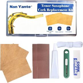 طقم استبدال الفلين الساكسفون تينور | 3 قطع/ فلين 42 × 62 مم، شحم الفلين، لاصق، سكين، 2 ورق صنفرة، حبل | مجموعة الصيانة والإصلاح الكاملة in Kuwait