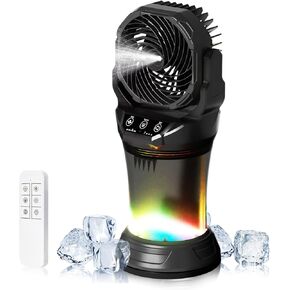 Portable Misting Fan with Remote & 30000mAh Rechargeable Misting Fans for Outside Patios Camping Beach & Workshops Mist Fan Portable for Outdoor/Indoor 2L Built-in Water Tank RGB 4 Speeds & Spray in Kuwait