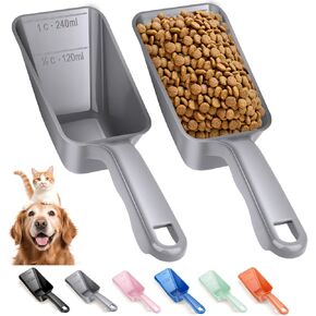 2-Pack Dog Food Scoop 1 Cup, Plastic Pet Food Measuring Scoop With Measuring Lines (1/2 & 1 Cup Markings) for Dogs, Cats, Fish, Bird（Black) in Kuwait