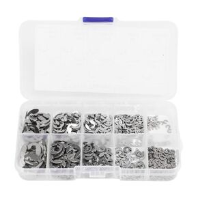 580Pcs E Circlip Washer Set, Stainless Steel Retaining Washers with Storage Box - Firm Fixing, High Load Capacity, Ideal for Bearings and Gears (Black) in Kuwait