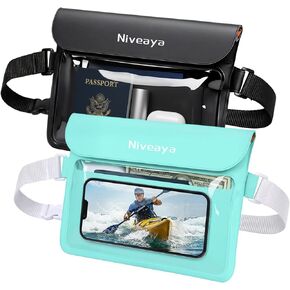 Niveaya IPX8 Waterproof Fanny Pack, Waterproof Pouch Dry Belt Bag for Beach, Kayaking, Swimming, Boat Travel Cruise Essentials, Waterproof Phone Bag Passport Holder for Women Men(2 Pack) in Kuwait