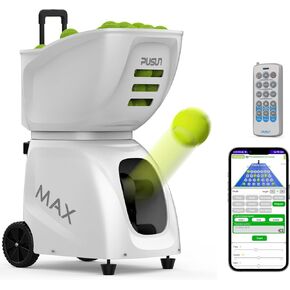 PT-MAX C-【Smart Tennis Ball Machine】 145+ Ball Capacity | 5-7 Hours Battery Life | Speed 20-140km/h | 28 Landing Points | 26 Fixed Modes | APP Control | Ideal for Individual Training in Saudi Arabia