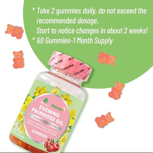 Evening Primrose Oil Gummies, Superior Women's Multi, Support PMS Balances Hormones & Keep Skin Smooth, 60 Count in Kuwait
