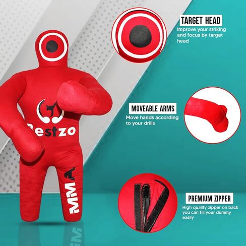 دمية Bestzo Kids MMA Grappling Dummy - حقيبة تدريب غير مملوءة من القماش للمصارعة وBJJ للجودو والكاراتيه والدفاع عن النفس (48 بوصة) in Kuwait