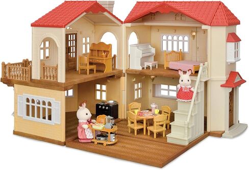Calico Cronters Red Roof Roving Cottage Dollhouse Playet مع الشكل والأثاث والاكسسوارات in Kuwait