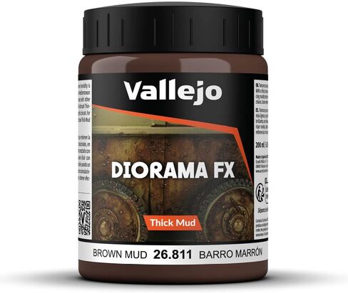 Vallejo - Diorama FX Mud Shicay Mud | الطين الأوروبي 200 مل (6.76 fl.oz.) | لون الأكريليك الممتاز للمصممين وعشاق المصغرة in Kuwait