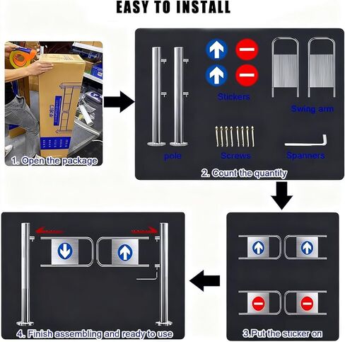 بوابة تأرجح أوتوماتيكية واسعة من الفولاذ المقاوم للصدأ، باب يدوي للمدخل، بوابة تأرجح أوتوماتيكية متينة لمحلات السوبر ماركت - باب وصول يدوي للمشاة ذاتي الإغلاق بزاوية 90 درجة، بوابة سياج صناعية مع in Kuwait