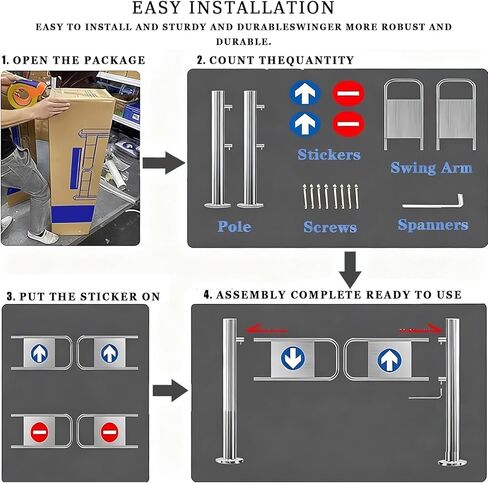 بوابة التأرجح التلقائية ذات المدخل الواسع من الفولاذ المقاوم للصدأ، باب يدوي، بوابة تأرجح يدوية 90 درجة مع آلية الإغلاق الذاتي - بوابة مشاة متينة مثبتة بعد التثبيت للسوبر ماركت والمستودع in Kuwait
