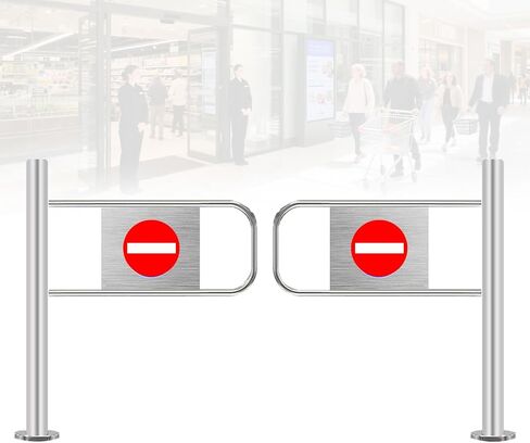 بوابة تأرجح أوتوماتيكية واسعة من الفولاذ المقاوم للصدأ، باب يدوي، بوابة تأرجح أمان ذاتية الإغلاق لمداخل السوبر ماركت والمستودعات - متينة، سهلة التركيب، تحكم آمن في الوصول، معرف in Kuwait