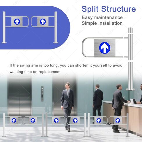 بوابة تأرجح أوتوماتيكية واسعة من الفولاذ المقاوم للصدأ، باب يدوي، بوابة تأرجح أمان ذاتية الإغلاق لمداخل السوبر ماركت والمستودعات - متينة، سهلة التركيب، تحكم آمن في الوصول، معرف in Kuwait