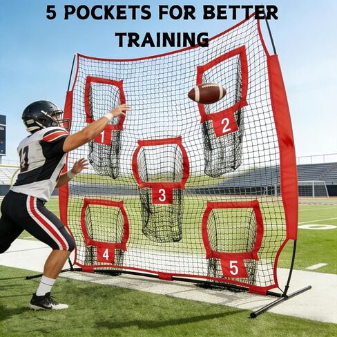 7x7ft Football Throwing Net Football Target Quarterback Training Equipment with 5 Targets Great for Quarterback & Youth Practice Includes Compact Carrying Bag in Saudi Arabia