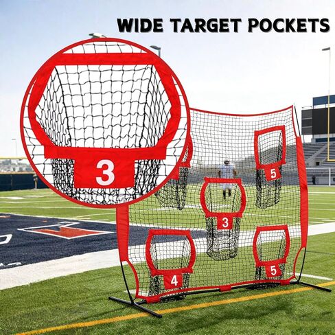 7x7ft Football Throwing Net Football Target Quarterback Training Equipment with 5 Targets Great for Quarterback & Youth Practice Includes Compact Carrying Bag in Saudi Arabia