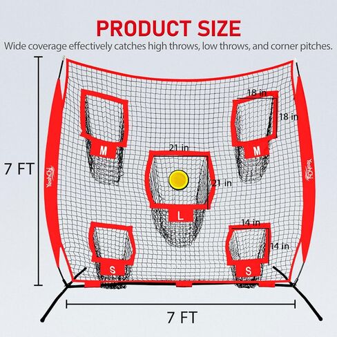 7x7ft Football Throwing Net with 5 Different Sized Targets,Circular Target for More Acurrecy Training,Football Training Net with Compact Carrying Bag in Kuwait