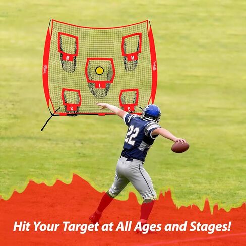 7x7ft Football Throwing Net with 5 Different Sized Targets,Circular Target for More Acurrecy Training,Football Training Net with Compact Carrying Bag in Kuwait