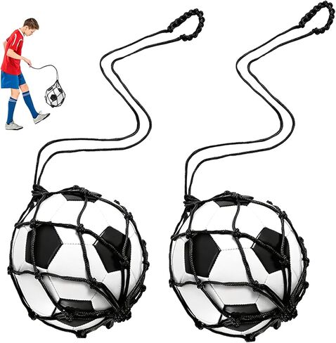 2pcs Soccer Kick Trainer, Soccer Ball Net Kicker, Soccer Balls Kick Trainer Fits Balls Size 3 4 5, Non-Elastic Football Kick Trainers for Footballs Lovers, Beginners, Black in Saudi Arabia