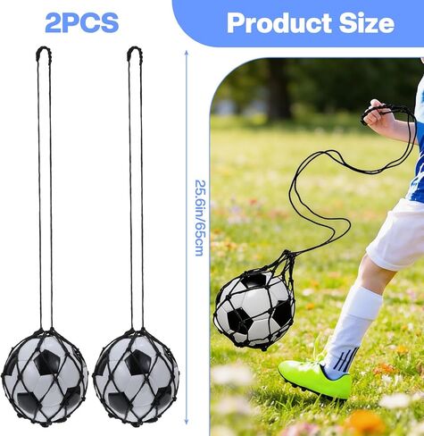 2pcs Soccer Kick Trainer, Soccer Ball Net Kicker, Soccer Balls Kick Trainer Fits Balls Size 3 4 5, Non-Elastic Football Kick Trainers for Footballs Lovers, Beginners, Black in Saudi Arabia