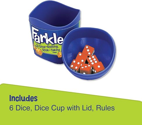 Farkle Classic Dice Game – Kids Games, Dice Games, Family Games, Travel Games, Adult Games, Board Games, Dice Cup, Dice Set, Farkle Score Sheets Included, Ages 8+ in Kuwait