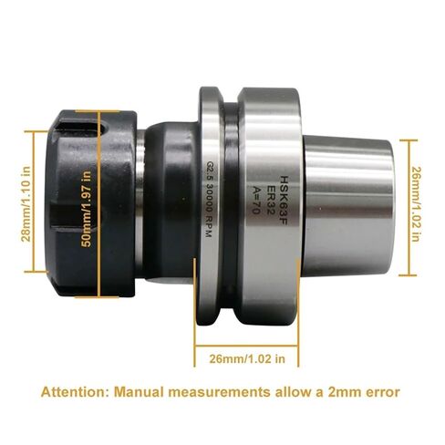 HSK63F أداة حامل عالية الدقة G2.5 30000 دورة في الدقيقة HSK63F-ER32-70L ER32UM كوليت تشاك لأداة النجارة باستخدام الحاسب الآلي in Kuwait