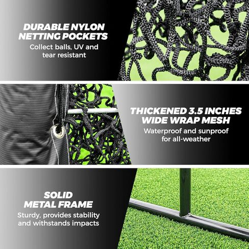 شبكة رمي، شبكة رمي بيسبول ذات 9 فتحات مع منطقة ضرب، شبكة كرة لينة قابلة للتعديل للارتفاع، الرمي، دقة الضرب، هدف رمي البيسبول مع أكياس الرمل، أوتاد أرضية in Kuwait