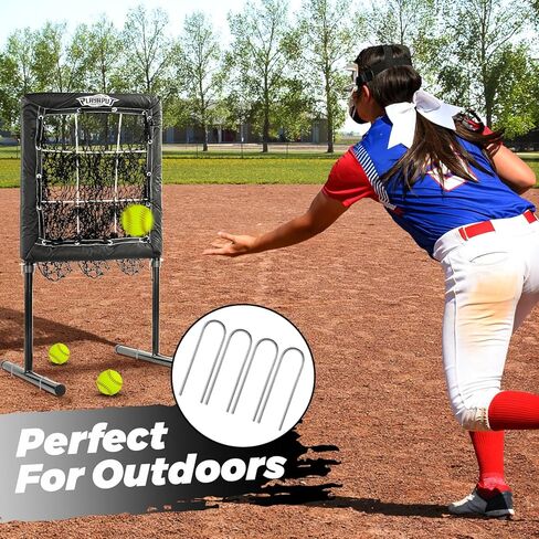 شبكة رمي، شبكة رمي بيسبول ذات 9 فتحات مع منطقة ضرب، شبكة كرة لينة قابلة للتعديل للارتفاع، الرمي، دقة الضرب، هدف رمي البيسبول مع أكياس الرمل، أوتاد أرضية in Kuwait