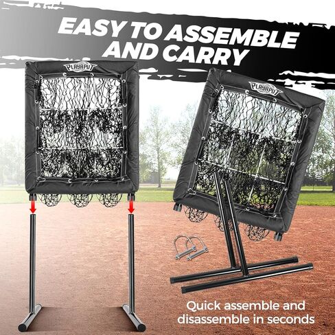 شبكة رمي، شبكة رمي بيسبول ذات 9 فتحات مع منطقة ضرب، شبكة كرة لينة قابلة للتعديل للارتفاع، الرمي، دقة الضرب، هدف رمي البيسبول مع أكياس الرمل، أوتاد أرضية in Kuwait