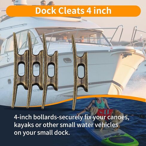 Boat Dock Cleat 4 inch for Mooring Boat Bronze Host cast Iron Suitable nauical Beach Lake Maritime Decor,4Pcs in Saudi Arabia