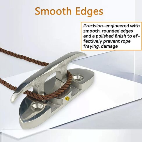 Heavy-Duty 2 Pack 316 Stainless Steel Folding Cleat, Flip-Up Boat Cleat with Backing Plate & Screws for Universal Mounting in Kuwait