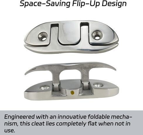 Heavy-Duty 2 Pack 316 Stainless Steel Folding Cleat, Flip-Up Boat Cleat with Backing Plate & Screws for Universal Mounting in Kuwait