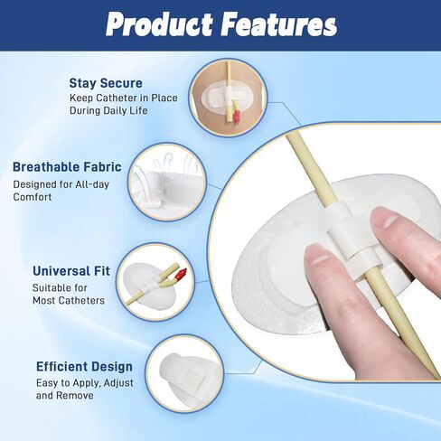 جهاز تثبيت القسطرة (40 قطعة)، لوازم قسطرة فولي، حامل حقيبة الساق مع خطاف وحلقة ذاتية اللصق كبيرة جدًا، مثبت أنبوب بولي قابل للتنفس لأنابيب تغذية PEG/G/J in Kuwait