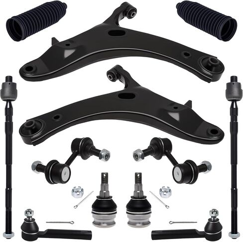 Tucarest 12pc Stuning Kit Fit for 2009-13 Su-Baru Forester ، 2 Arm Front Lower Control Arm + 2 Ball Consist + 4 Rod Inner Innor Rod + 2 Sway Bar [# 524-783 524-784 K622789 K750049 EV800513 ES3712 K9513] in Kuwait