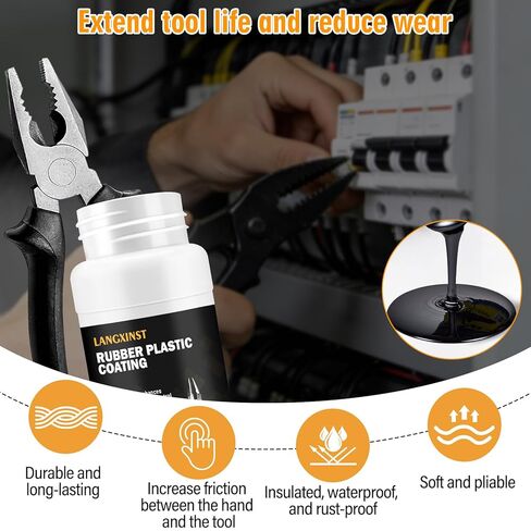 Tool dip Coating with Rubber, Liquid Rubber dip Coating, Protective Coating Rubber Sealant, Slip-Resistant, Waterproof, Flexible, Ideal for DIY Tool Making (Black) in Kuwait