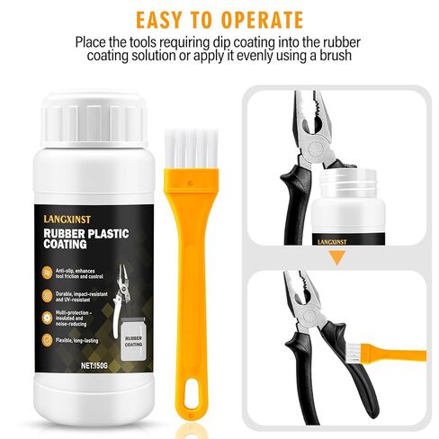 Tool dip Coating with Rubber, Liquid Rubber dip Coating, Protective Coating Rubber Sealant, Slip-Resistant, Waterproof, Flexible, Ideal for DIY Tool Making (Black) in Kuwait