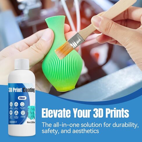 3D Print Coating, Seals Fibers & Blocks Moisture, High-Gloss Look, Preserve Part Stiffness Suit for FDM & Fiber 3D Prints (Nylon//PPA/PET/PETG), Clear, 200ml in Kuwait