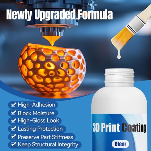 3D Print Coating, Seals Fibers & Blocks Moisture, High-Gloss Look, Preserve Part Stiffness Suit for FDM & Fiber 3D Prints (Nylon//PPA/PET/PETG), Clear, 200ml in Kuwait