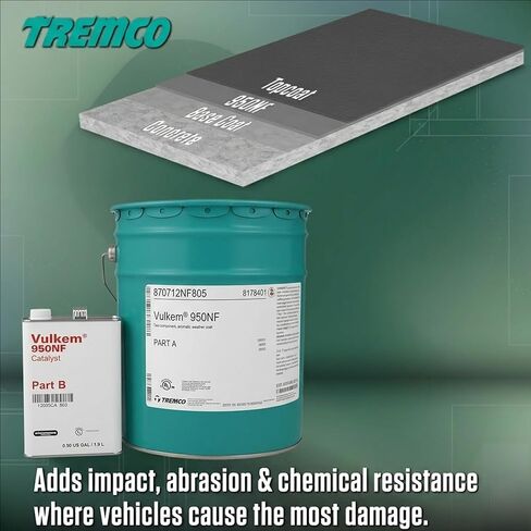 Tremco Vulkem 950NF 4.2 Gallon 2-Component Kit – Aromatic Polyurethane Traffic Deck Coating – Waterproof Intermediate or Top Coat for Concrete Deck Systems (3.25 Gal Part A + 0.95 Gal Part B), Gray in Saudi Arabia