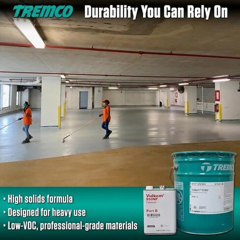 Tremco Vulkem 950NF 4.2 Gallon 2-Component Kit – Aromatic Polyurethane Traffic Deck Coating – Waterproof Intermediate or Top Coat for Concrete Deck Systems (3.25 Gal Part A + 0.95 Gal Part B), Gray in Saudi Arabia