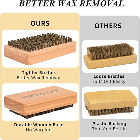Ski Snowboard Wax Brush Pro Tuning Tool with Nylon, Horsehair Brass Options for Wax Removal, Base Cleaning and Polishing in Saudi Arabia
