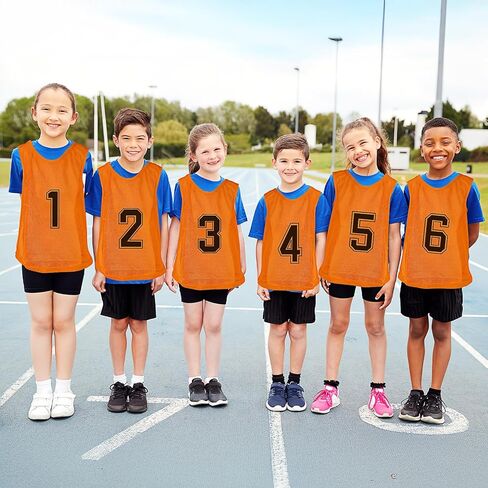 48Pcs Team Sports Pinnies Youth Scrimmage Vest Soccer Training Vest Mesh Numbered Football Jersey for Kids Youth (4 Colors) in Kuwait