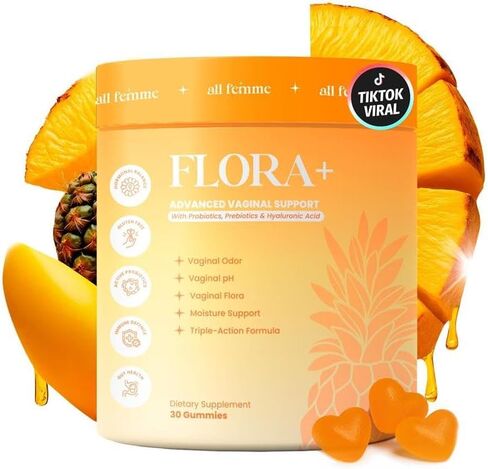 Flora+ Women’s Vaginal Probiotic Gummies for pH Balance, Odor and Freshness Support with Prebiotics & Hyaluronic Acid, Sugar Free Pineapple, Vegan Non-GMO | 30 Gummies in Saudi Arabia