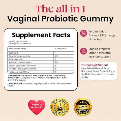 Flora+ Women’s Vaginal Probiotic Gummies for pH Balance, Odor and Freshness Support with Prebiotics & Hyaluronic Acid, Sugar Free Pineapple, Vegan Non-GMO | 30 Gummies in Saudi Arabia