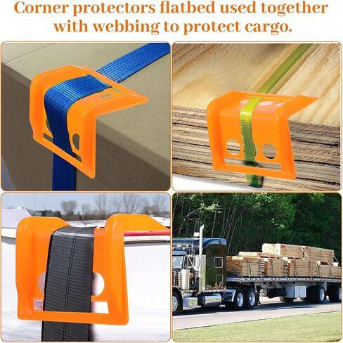 24 Pack Flatbed Edge Protector, Edge Corner Tie Down Protector for Up to 4 Inch Straps, Protects Cargo Edges, Flatbed Accessories Plastic Protectors (Orange) in Saudi Arabia